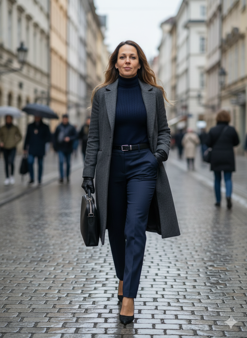 Ruth Pauline Wachter geht mit Aktentasche über eine Wiener Gasse